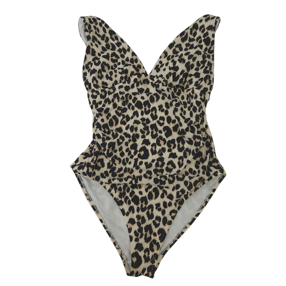 Old Navy Leopard Print Swimsuit Medium WOMEN One Piece Bathing Suit Excellent